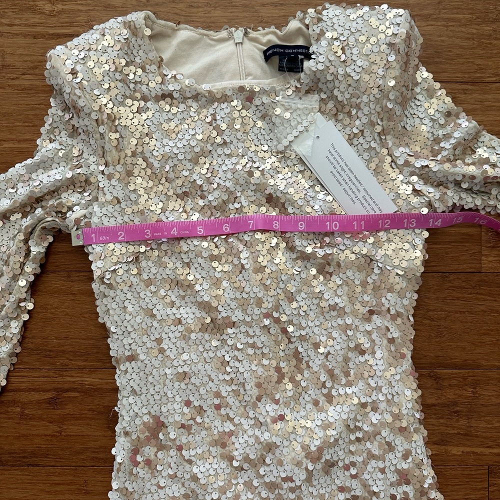 French Connection Gold Sequins Mini Dress Size 2 NWT - Picture 3 of 5
